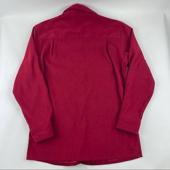 Real Comfort Button Up Shirt Womens Red Long Sleeve - Picture 5 of 8